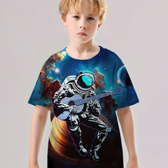 Colorful Astronaut Print Kid's T shirt Short Sleeve Top