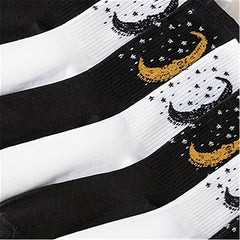 10 Pairs Star & Moon Print Socks Halloween Mid Tube Women's Stockings