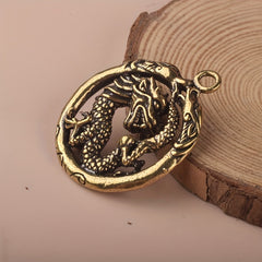 Brass Chinese Dragon Keychain Antique Bag Purse Decoration