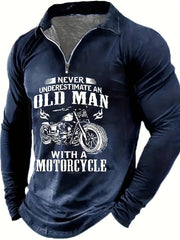 Motorcycle And Letters Pattern Men's Custom Fit Long Sleeve Shirt