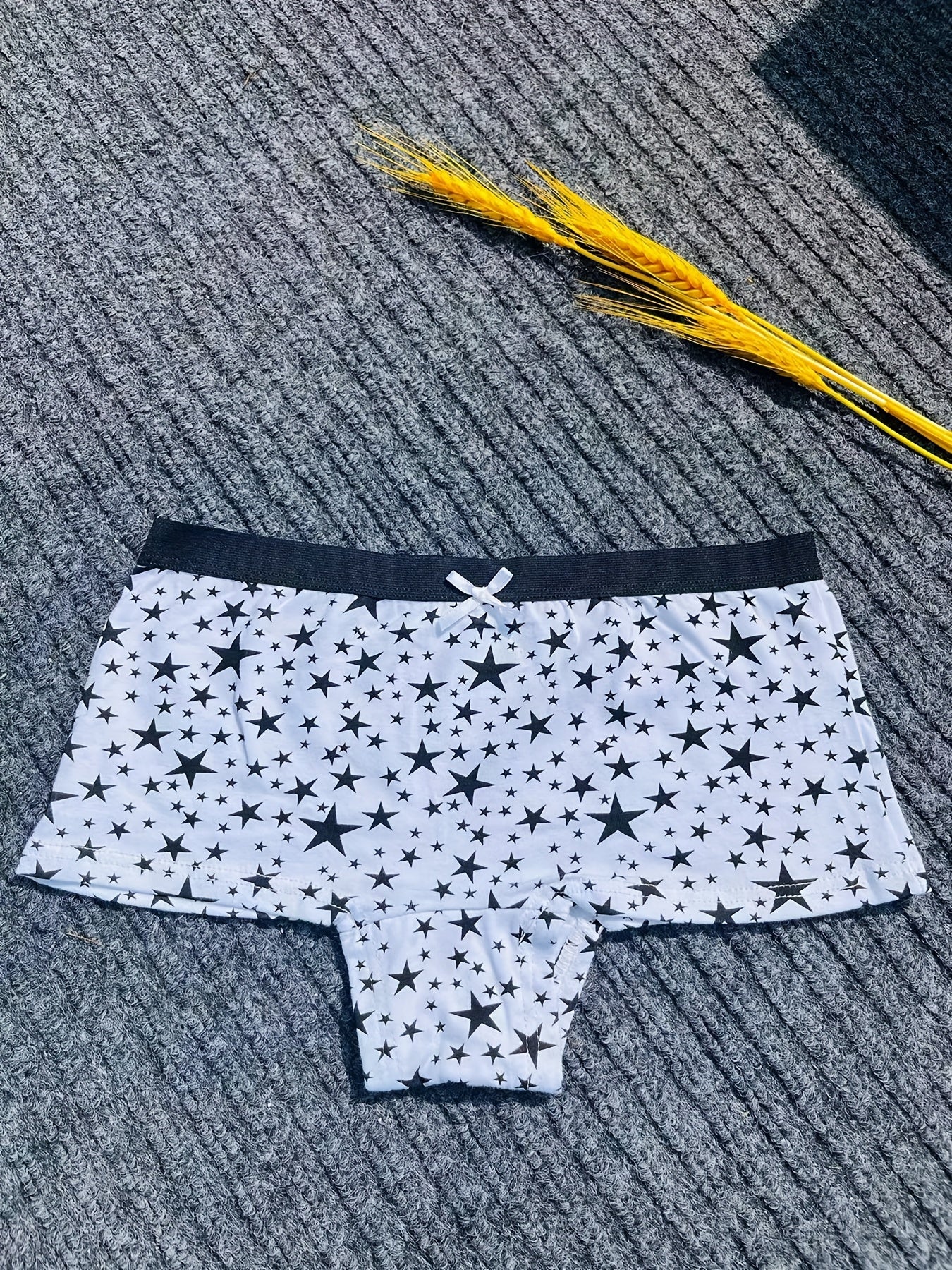 3pcs Star Print Boyshort Panties Soft & Comfortable Women's Lingerie
