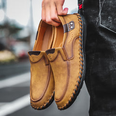 Men's Slip On Loafers Breathable Shoes Dark Brown