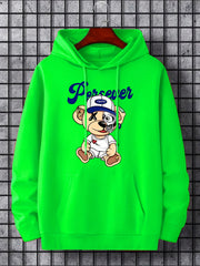Teddy Bear Print Hoodie Men's Casual Pullover Hooded Sweatshirt