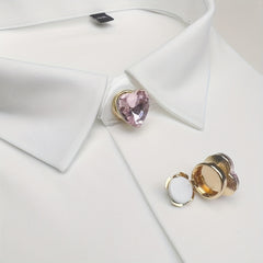 Heart Shaped Rhinestone Button Set for Shirts