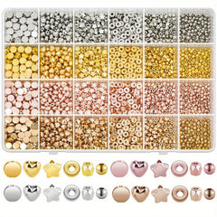 2160 Pc Assorted Spacer Beads Round Star Golden Beads For Jewelry Making