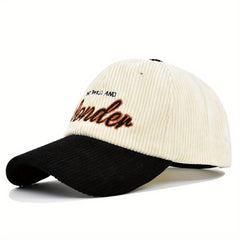 WONDER Embroidery Corduroy Baseball Cap Block Adjustable Hat