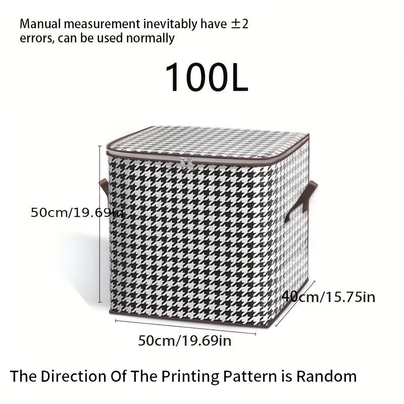 Large Capacity Houndstooth Clothes Quilt Storage Bag Non Woven Fabric