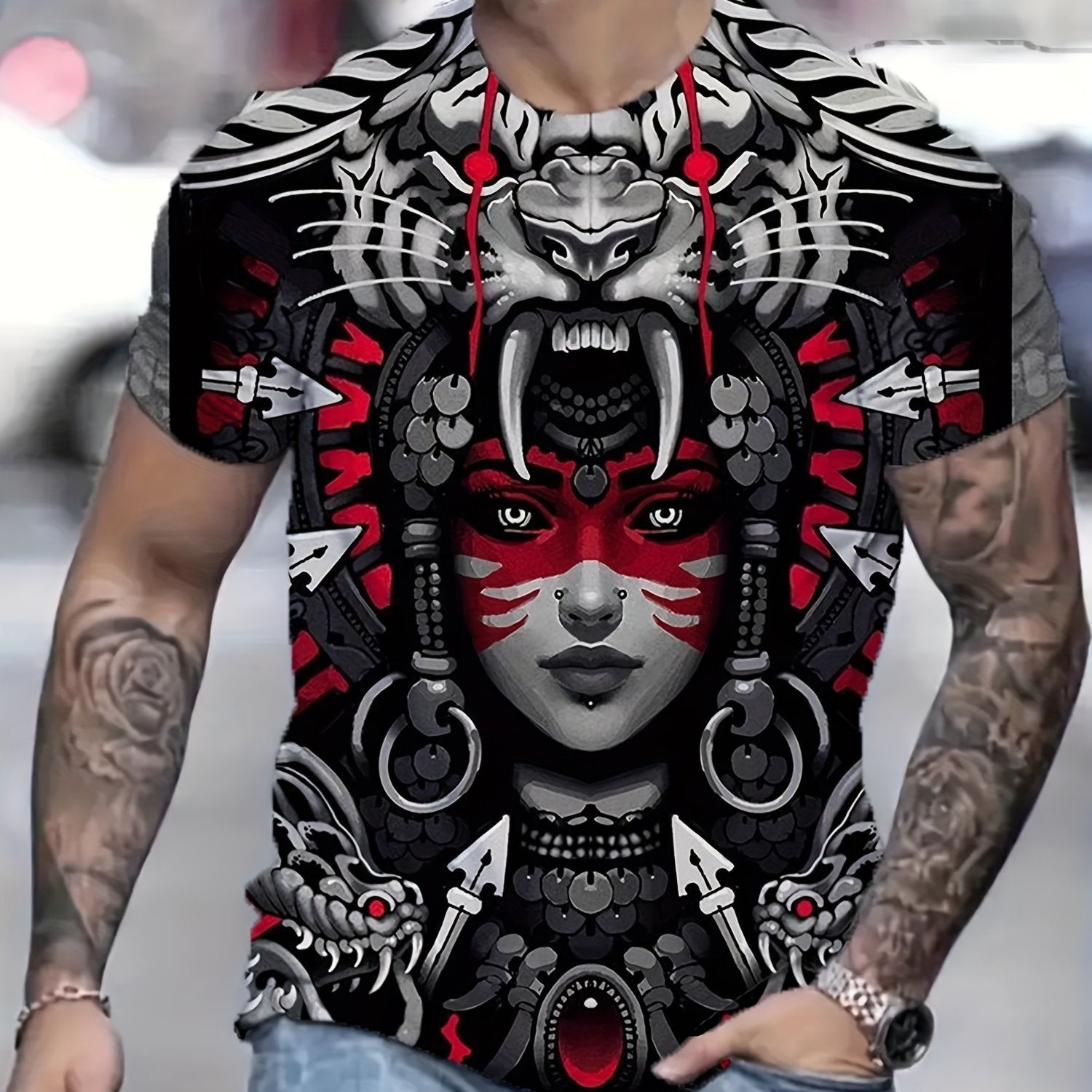 Cool Men's Casual T shirt Street Style Round Neck Tee Shirt