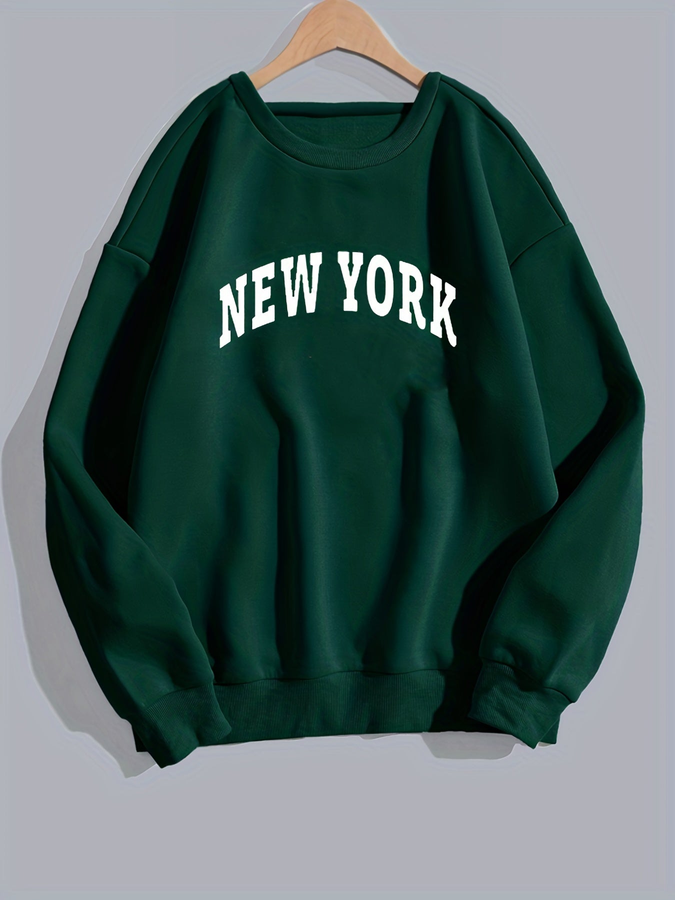 York Letter Print Preppy Sweatshirt Casual Crew Neck Long Sleeve