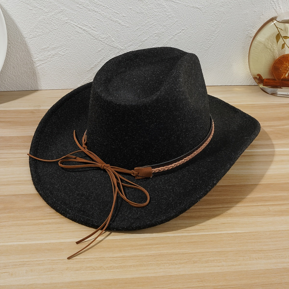 Wide Brim Hat Autumn Winter Retro Jazz Cowboy Wool Felt Hat