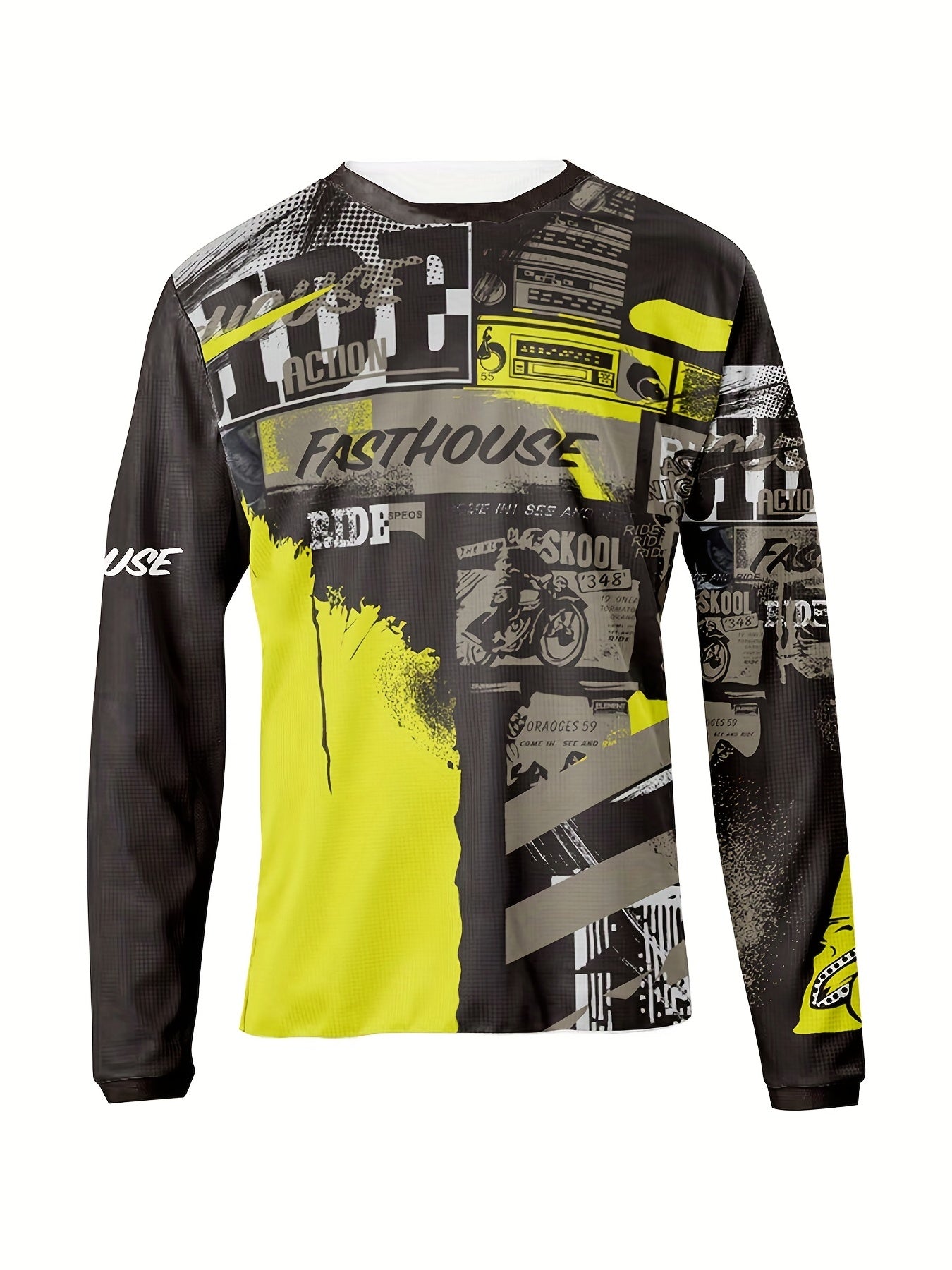 Men's Dark Skeleton Long Sleeve Motocross Shirt