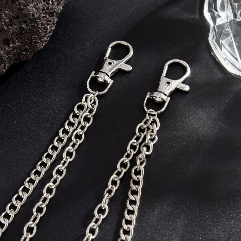 Men's Punk Chain Belt Buckle with Star and Skull, Edgy Accessory