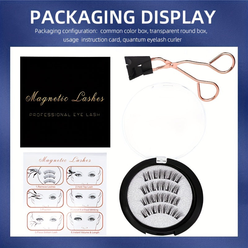 Magnetic False Eyelashes With Applicator Kit Eye Elongated Eyelashes No Glue