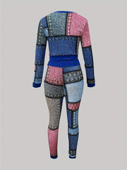 Stylish Block Pantsuits Two piece Set