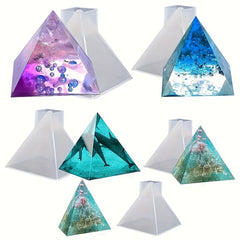 5pcs Pyramid Ornament Silicone Casting Mold Epoxy Resin Home Decor DIY Jewelry