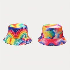 Hip Hop Reversible Bucket Hat Tie Dye Print Fisherman Cap