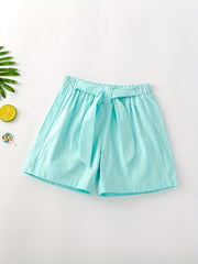 Girls' Casual Shorts Self Tie Elastic Waist Summer Lounge Outwear Shorts