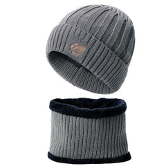 Velvet Thickened Cycling Hat Set Warm Windproof Knitted Beanie Muffler