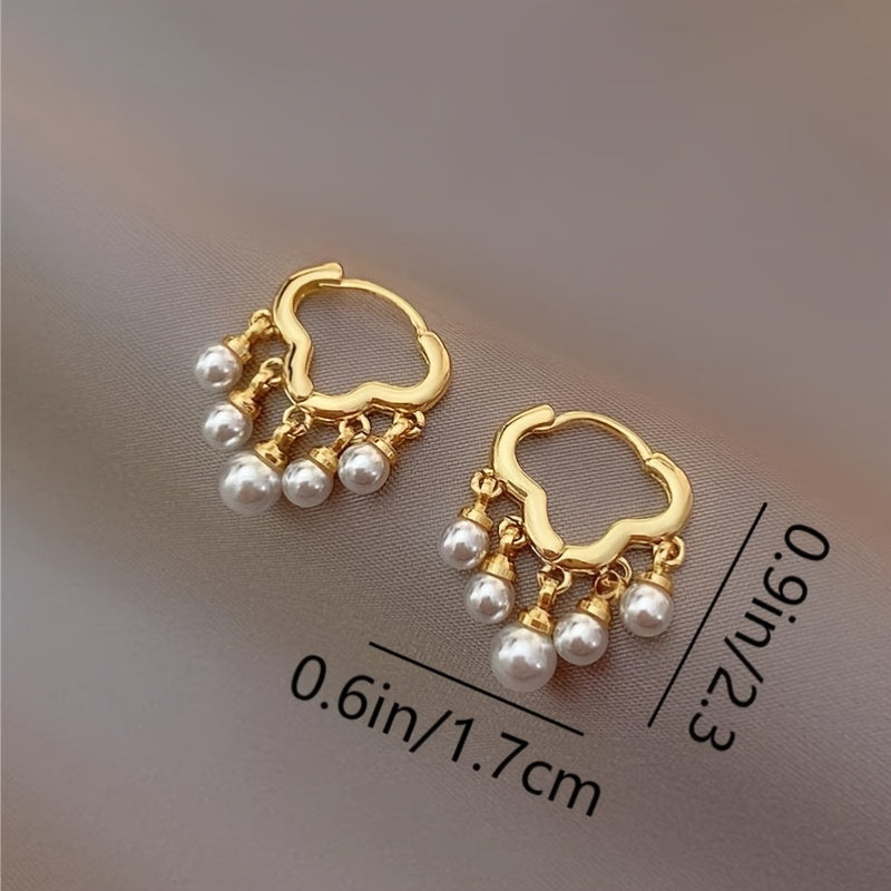 2pcs Girls Cloud Tassel Faux Pearl Fairy Earrings Set