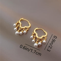 2pcs Girls Cloud Tassel Faux Pearl Fairy Earrings Set