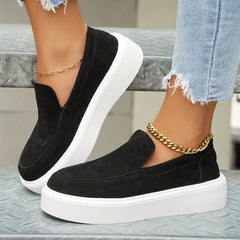 Women's Solid Platform Sneakers Slip On Outdoor Shoes Low Top Comfortable