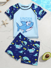 Boys' Shark Swimming Trunks & Tops Set for Beach Vacation