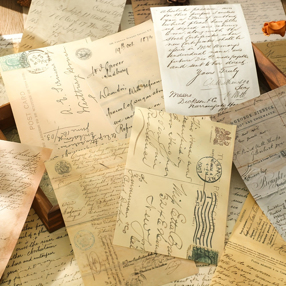 60 Sheets Vintage Scrapbook Paper Retro Letters Non sticky