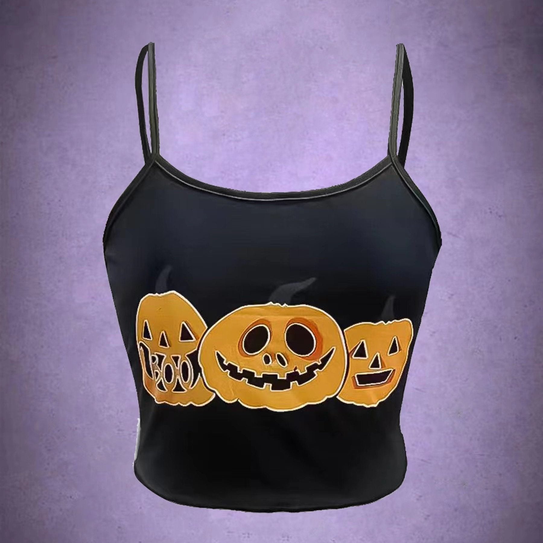 Halloween Pumpkin Print Spaghetti Strap Top