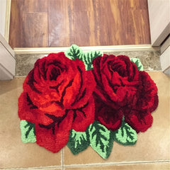 Fluffy Rose Carpet with Anti Slip Bottom Home Decor Bedroom Bathroom Hallway