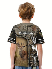 Deer 3D Print Boys T-Shirt Lightweight Short Sleeve Top Summer Kids Outfits