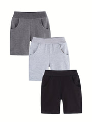 3pcs Boys Comfortable Shorts Set Stretch Quick-drying for Outdoor Summer