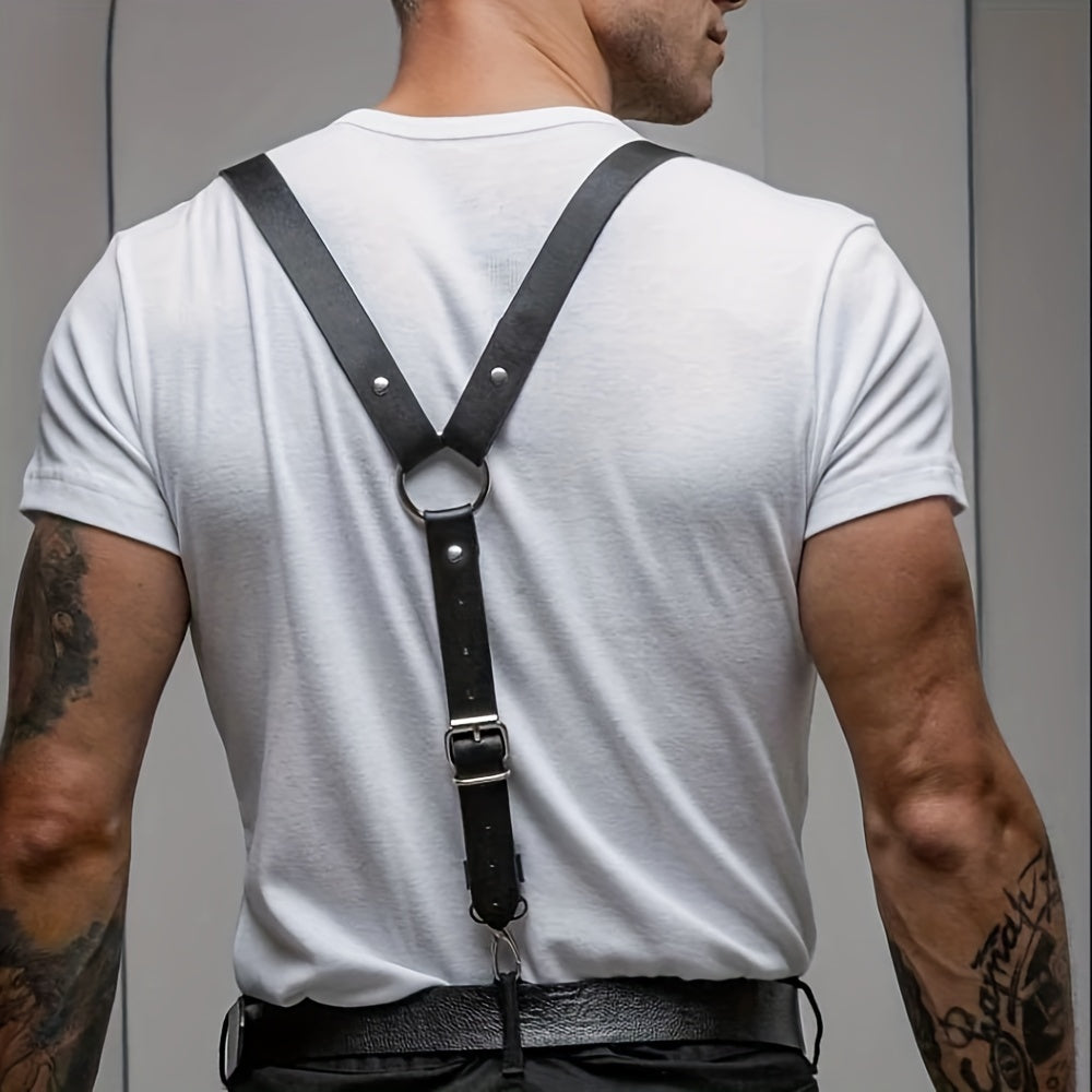 Men's PU Leather Harness Rivet O-Ring Belt