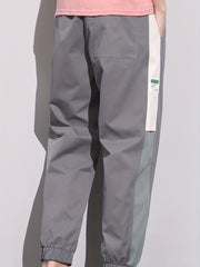 Men's Patchwork Cropped Pants Elastic Waist Drawstring Sports Pants