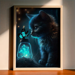 Fantasy Cat & Butterfly Wall Stickers for Kids Room Decor