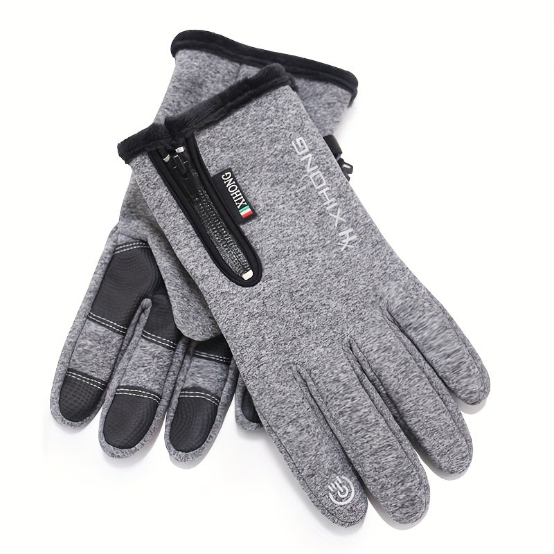 Winter Zipper Fishing Gloves Non slip Touch Screen Windproof Gloves