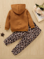 Girls Leopard Print Hoodie & Sweatpants Set