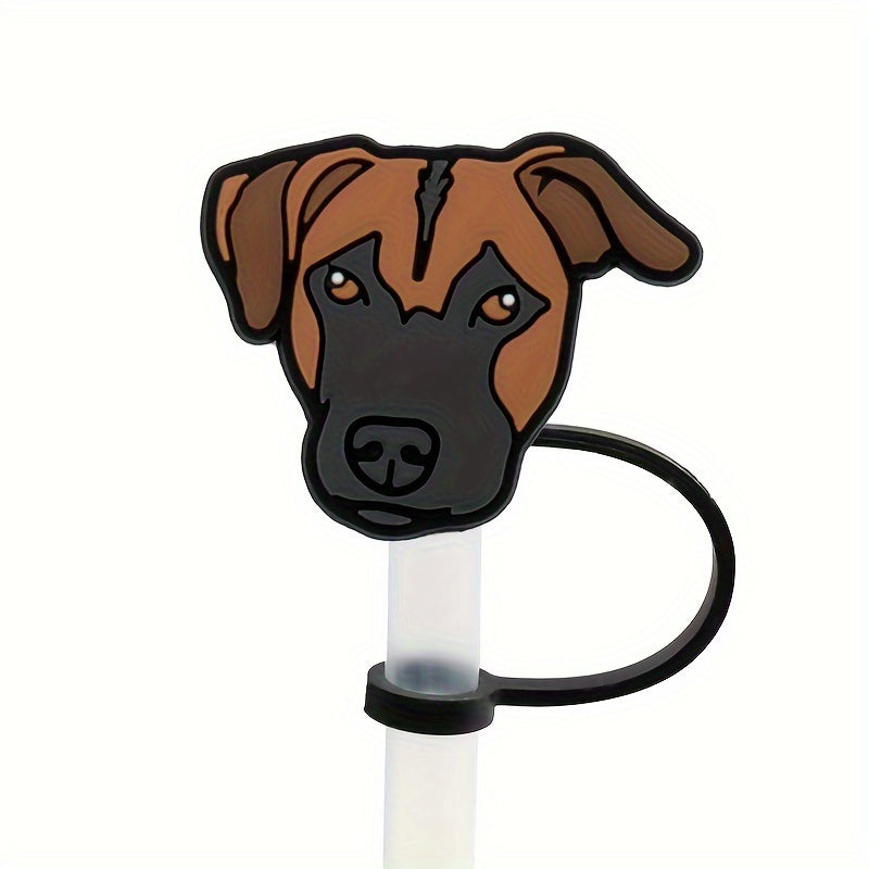 5pcs Cartoon Animals Silicone Straw Cover Reusable Drinking Straw Plugs