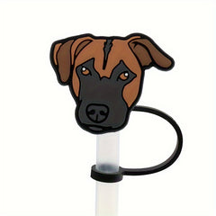 5pcs Cartoon Animals Silicone Straw Cover Reusable Drinking Straw Plugs