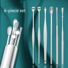6pcs Ear Cleaning Spoon Set Earwax Picking Tool Tweezers Portable Cleaner