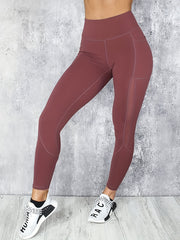 Sports Leggings Women's Plus Solid Pipping Contrast Mesh High Rise