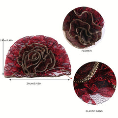 Floral Lace Turban Hat Vintage Breathable Chemo Head Wrap Women