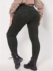 Ripped Skinny Jeans, Button Fly, Medium Stretch