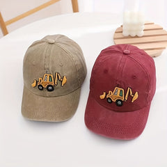 Kids Excavator Embroidered Baseball Cap Sun Protection Hat