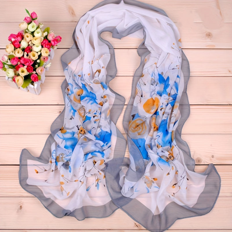 Boho Flower Print Chiffon Scarf Warm Shawl Sunscreen Hijab