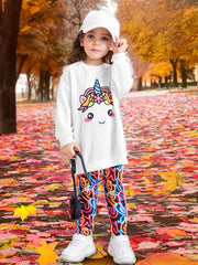 Girl's Unicorn Long Sweatshirt & Leggings Set