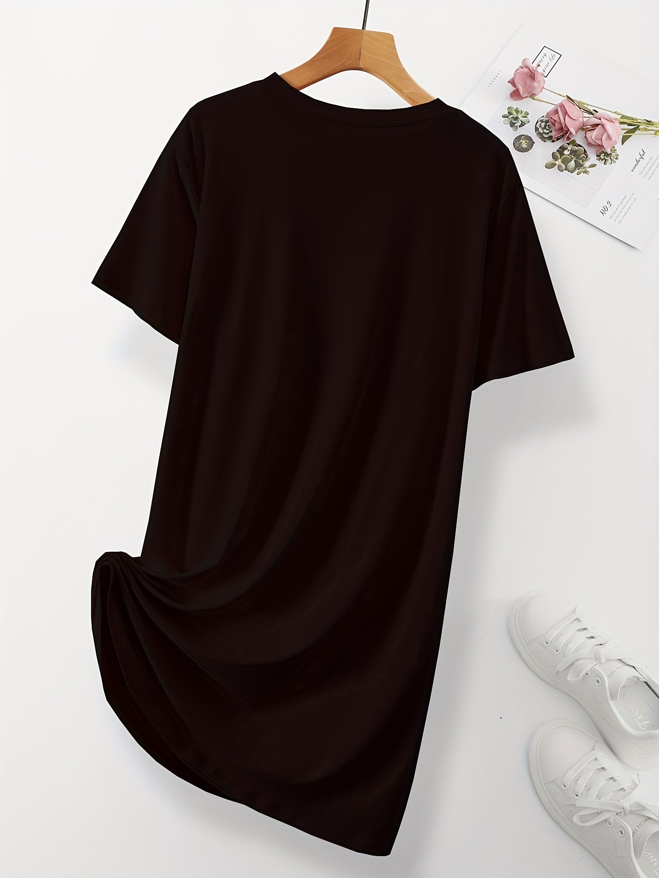 Heart & Letter Print Round Neck Sleep Dress