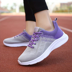 Breathable Ombre Lace Up Women's Running Shoes