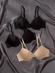3pcs Push Up T-shirt Bras Comfy & Breathable Women's Lingerie