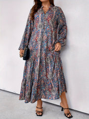 Allover Paisley Print Maxi Smock Dress