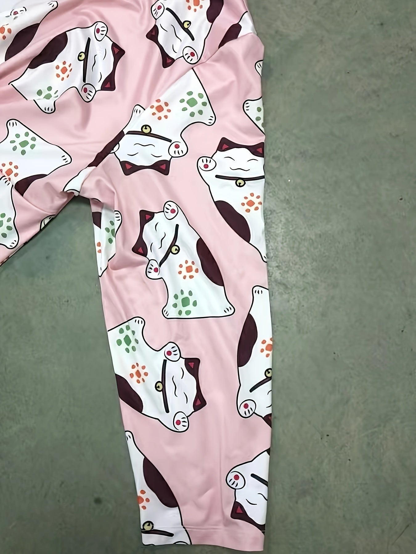 Cartoon Cat Print Long Sleeve Nightdress